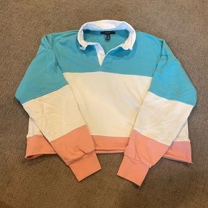 Striped Collard Crop Sweatshirt Women’s S